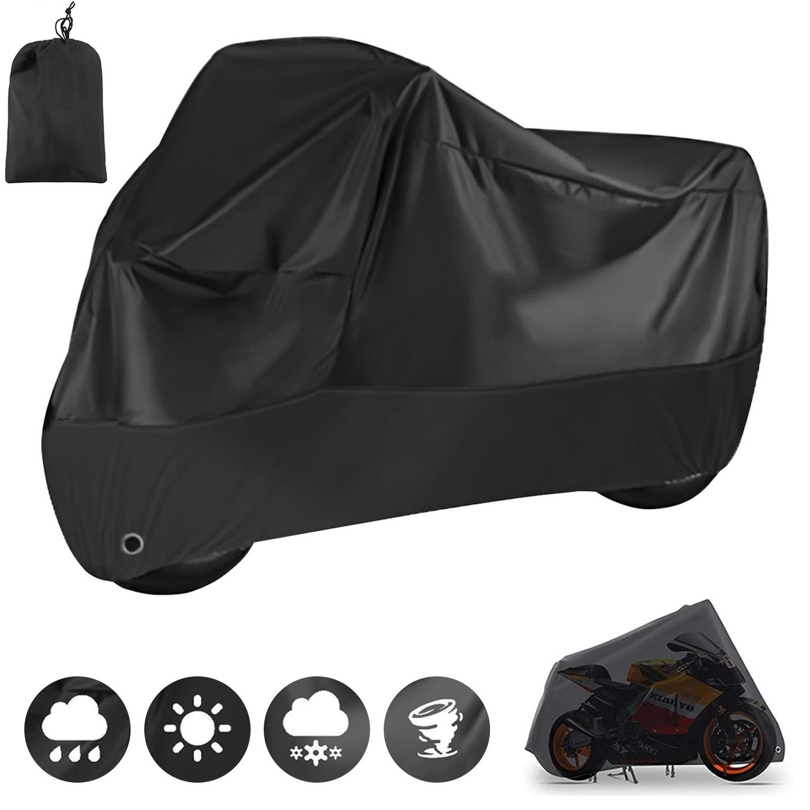 REDOM Fahrradschutzhülle Wasserdicht Motorradabdeckung Fahrradabdeckung (Fahrrad Garage Schutzhülle Abdeckplane Fahrradplane, 1-St., aus Polyester mit Verriegelungsloch und verstellbarem Gummiband), winddicht UV-beständig leicht faltbar für Motorrad Fahrrad