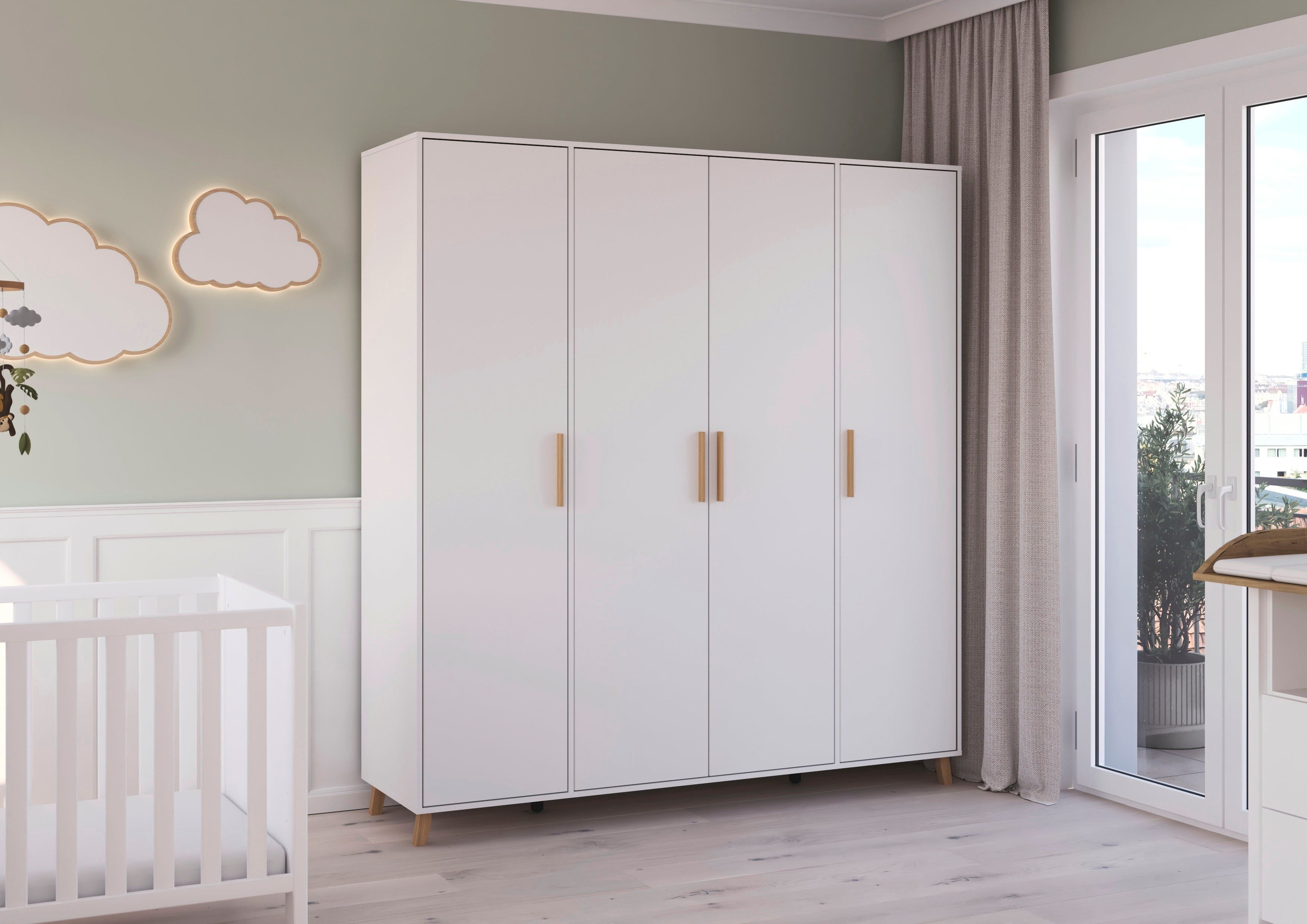 rauch Drehtürenschrank Kleiderschrank Schrank Garderobe SHINJO Breiten 93/140/187 cm (in 3 verschiedenen Ausstattungen BASIC/CLASSIC/PREMIUM) Griffe und Füße au – Bild 2 von 5