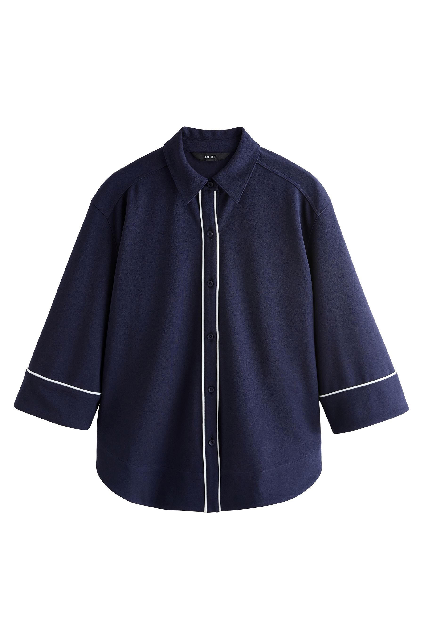 Next Blusenshirt Langärmeliges, geknöpftes Poloshirt, Randstreifen (1-tlg) günstig online kaufen