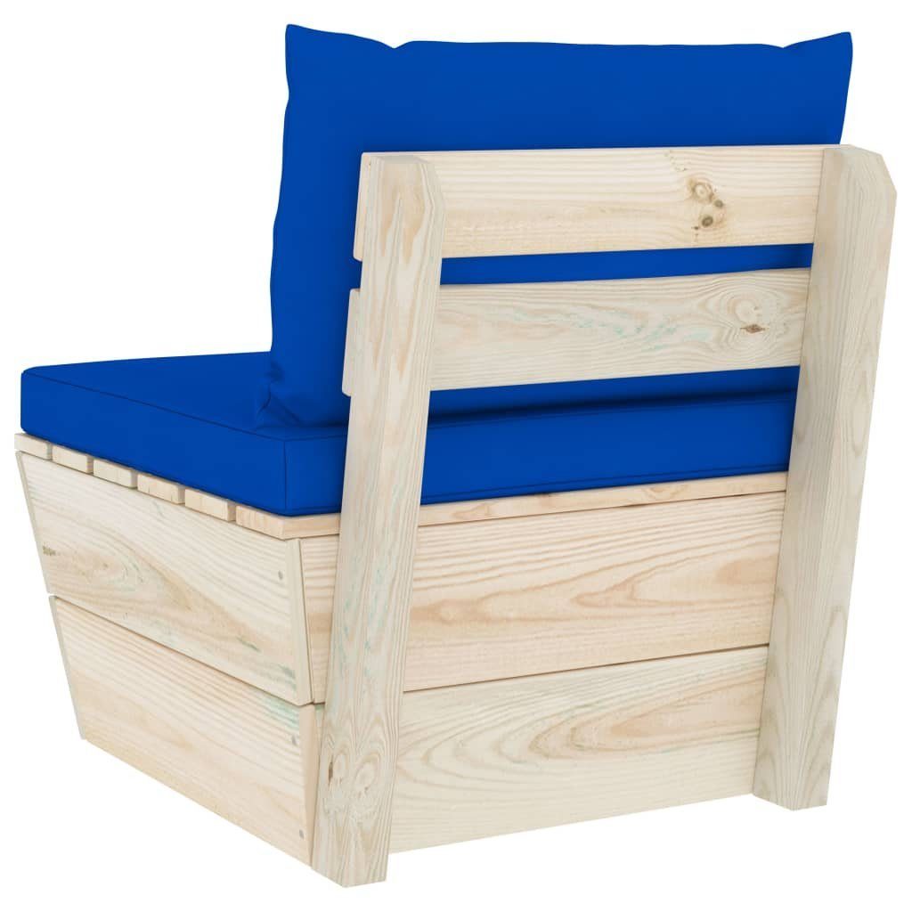 Fichtenholz, Teile Imprägniertes 1 Blau Kissen mit vidaXL Garten-Paletten-Mittelsofa Loungesofa