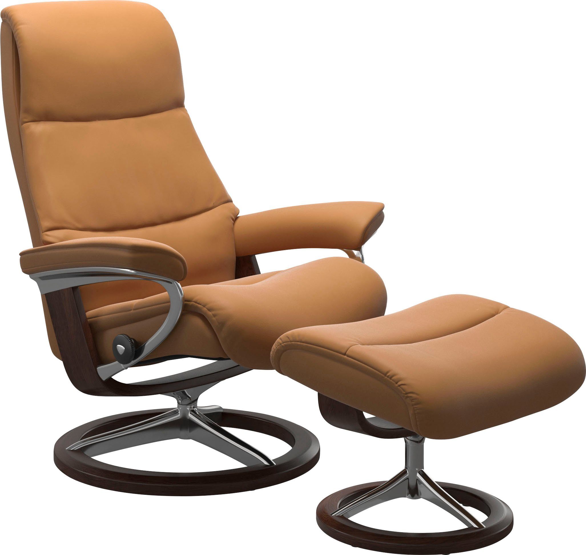 Stressless® Relaxsessel View (Set, mit M,Gestell Relaxsessel Braun mit Base, Hocker), Signature Größe