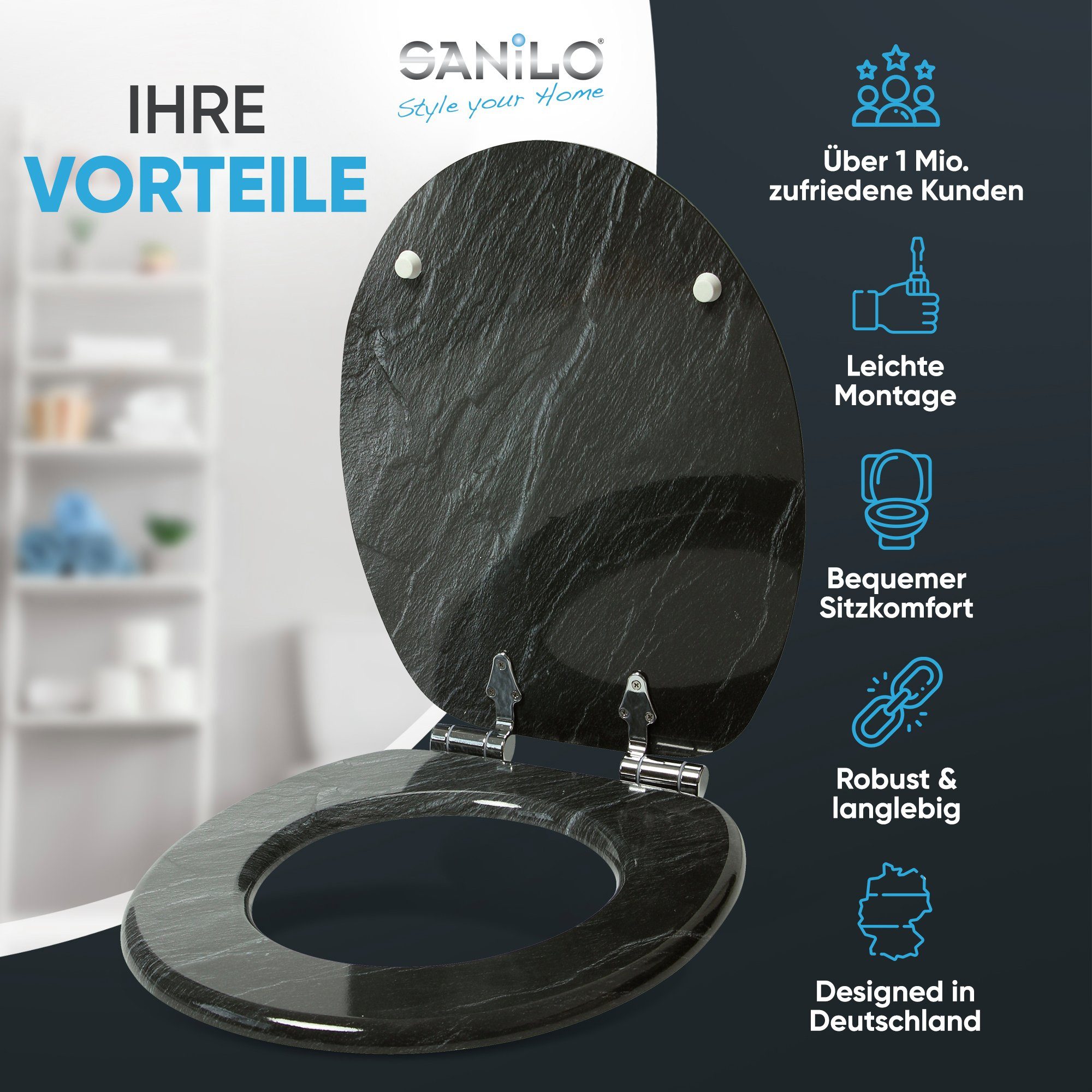 Sanilo WC-Sitz Granit, mit Absenkautomatik, hochwertig günstig online kaufen