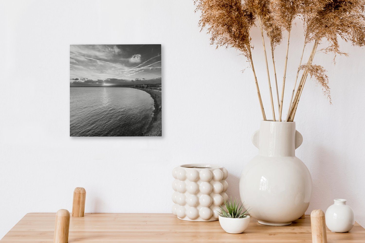 Schlafzimmer Frankreich Wohnzimmer St), Küste, Schwarz - Leinwandbild Bilder - Weiß Leinwand für (1 - OneMillionCanvasses®