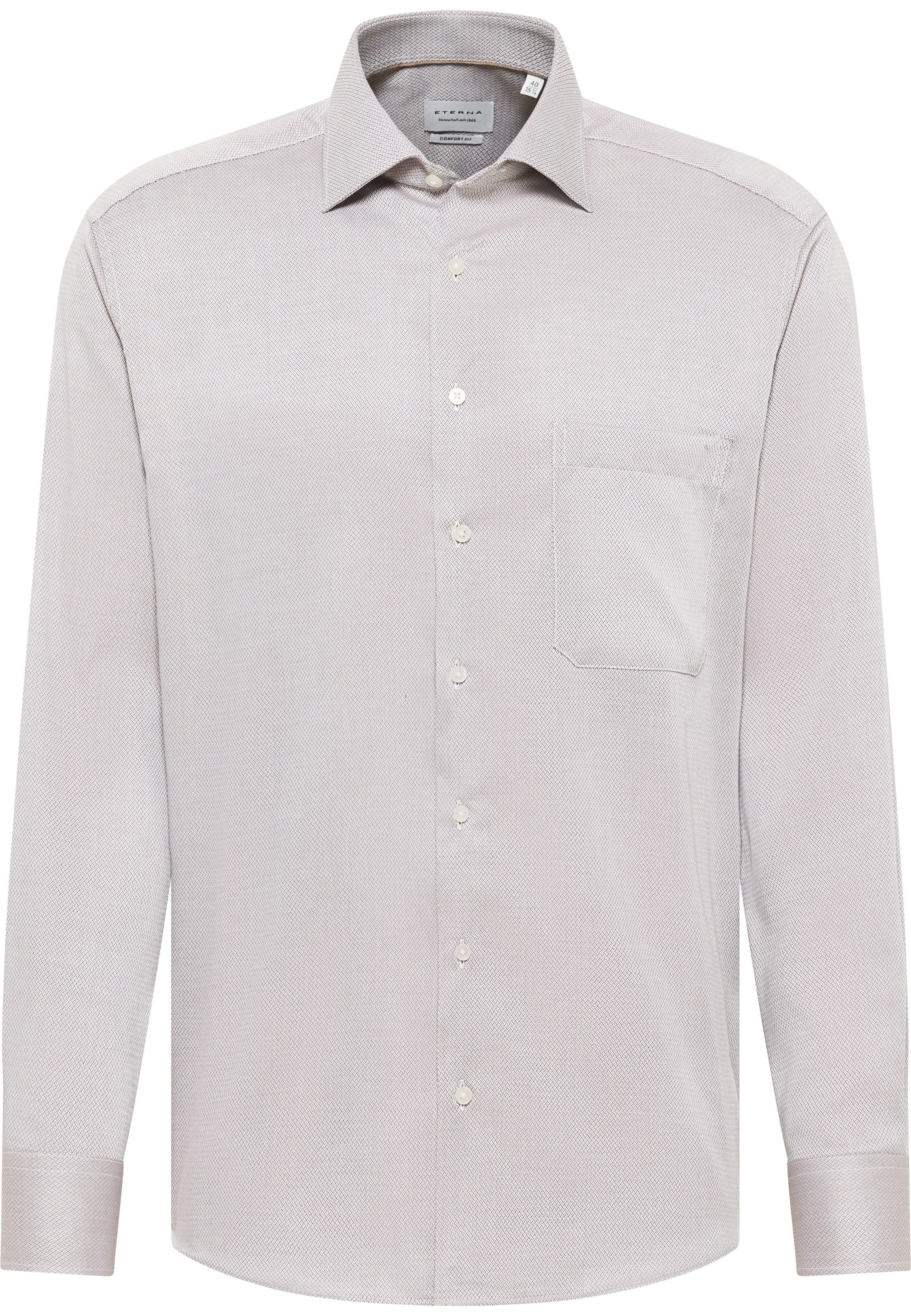 Eterna Klassische Bluse ETERNA COMFORT FIT Langarm Hemd taupe muster 4203-26-E19K