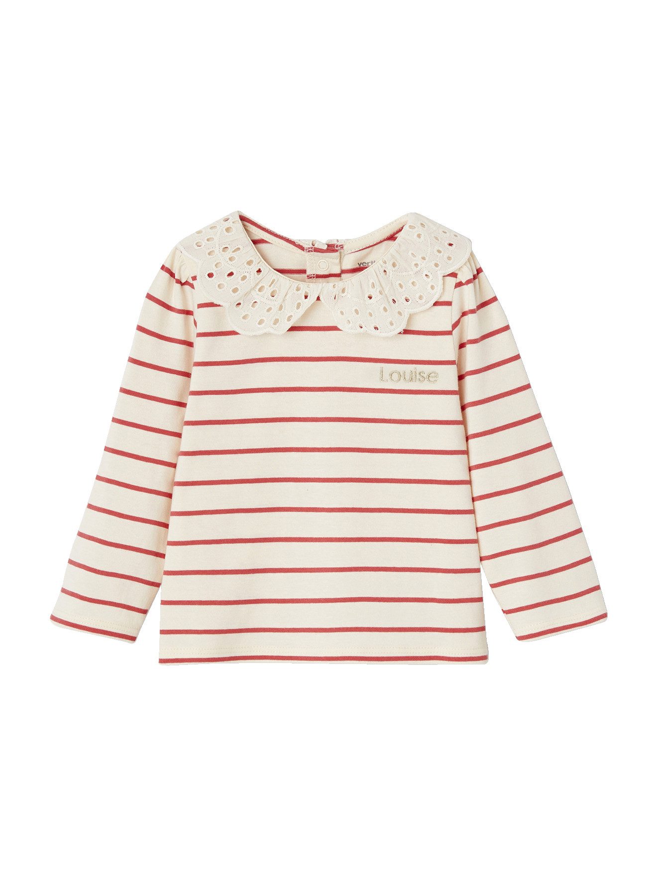 vertbaudet Langarmshirt Baby Shirt mit besticktem Kragen Kragen mit Stickerei