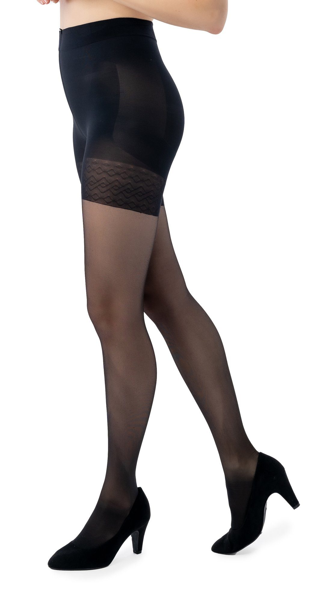 disée Feinstrumpfhose Shape Druckverlauf Kompression, Strümpfe Effekt Wirkung disée vitalisierende 30 schwarz Damen 3D DEN mit Fit Stützstrumpfhose Tights