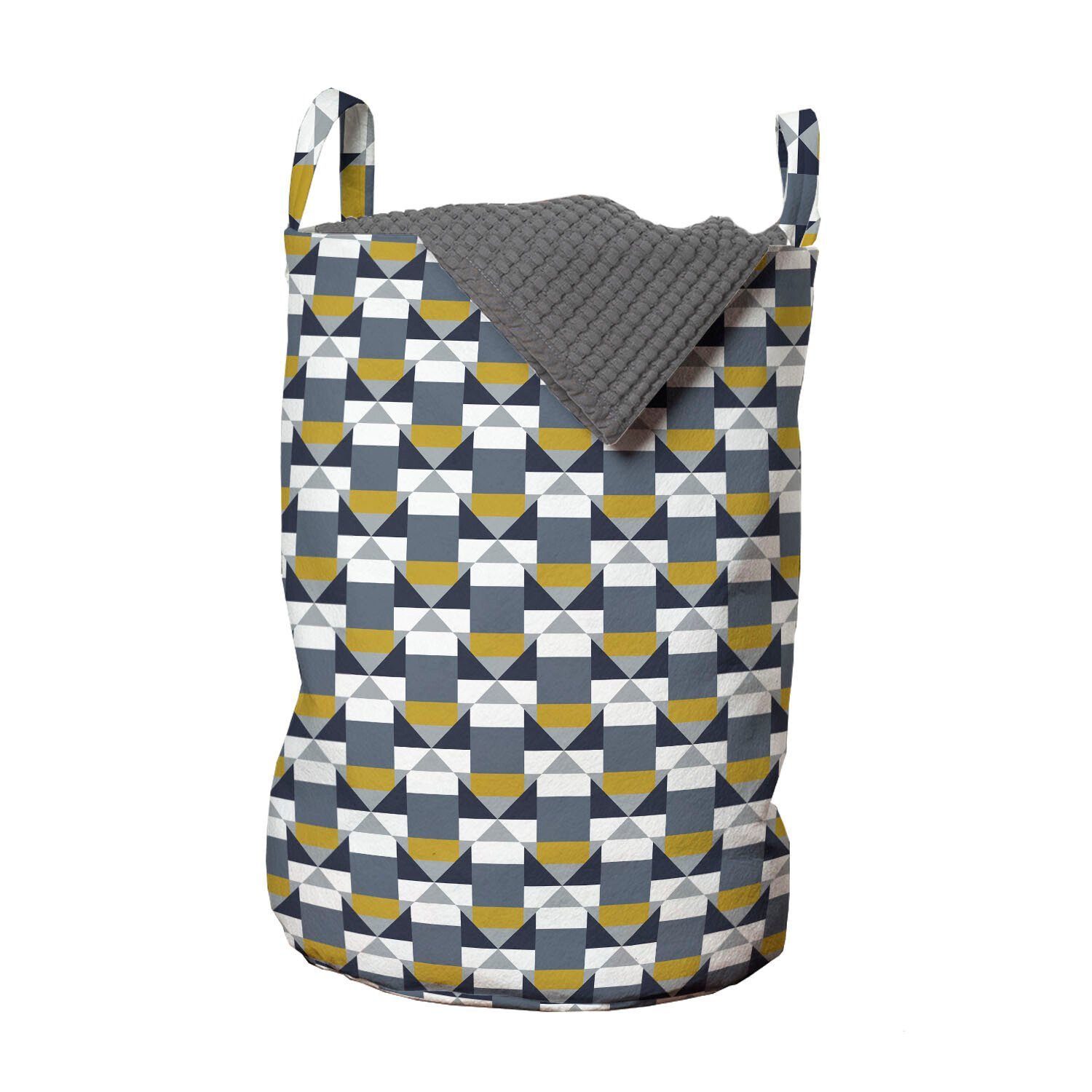 Abakuhaus Wäschesäckchen Wäschekorb mit Griffen Kordelzugverschluss für Waschsalons, Abstrakt Triangles und Polygonen | Wäschesäcke