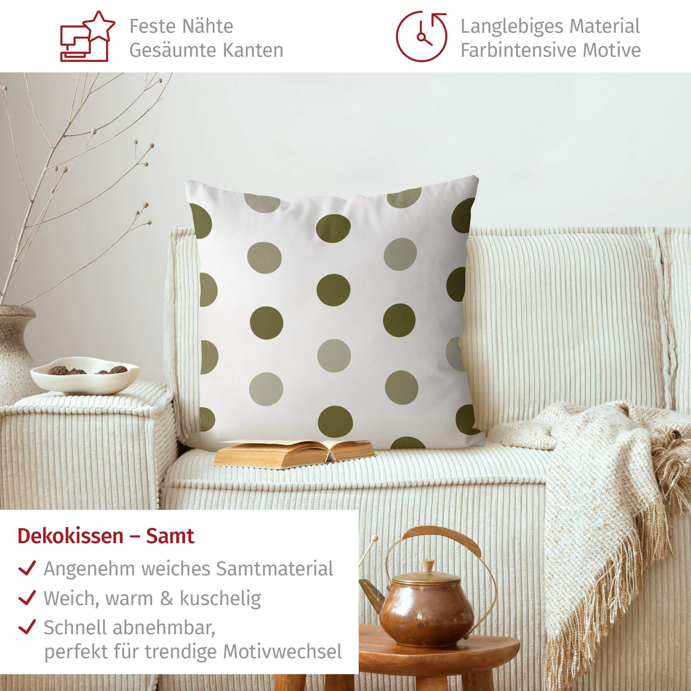 Bilderdepot24 Dekokissen drinnen Kissenhülle/ Sofakissen/ Zierkissen grün Muster, Bezug mit / ohne Füllung Zierkissen Outdoor Sofa Bett