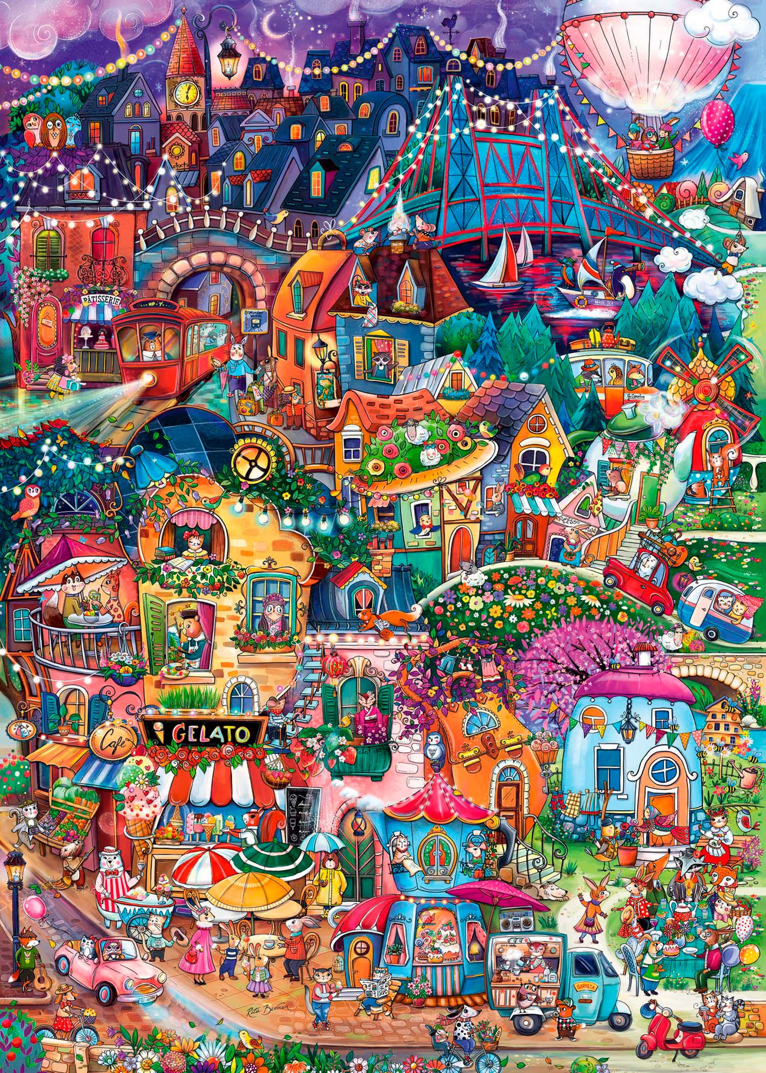 HEYE Puzzle Good Evening! / Happytown, 1000 Puzzleteile, Made in Germany günstig online kaufen