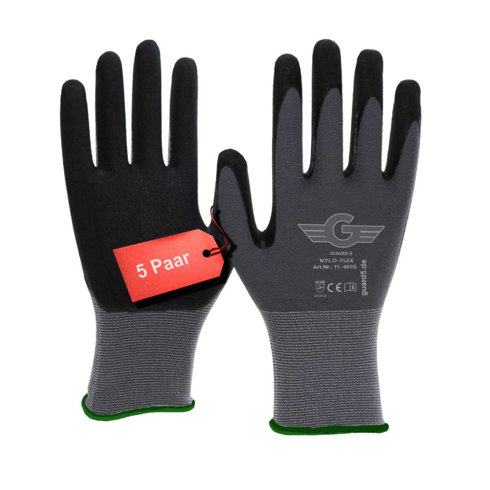 GUARD 5 Arbeitshandschuhe 5/12/24 Paar - geeignet für Bau, Montage, Gartena günstig online kaufen