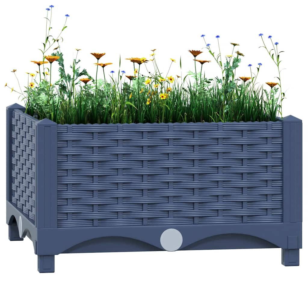 furnicato Hochbeet Pflanzgefäß 40 x 40 x 23 cm Blaugrau aus PP
