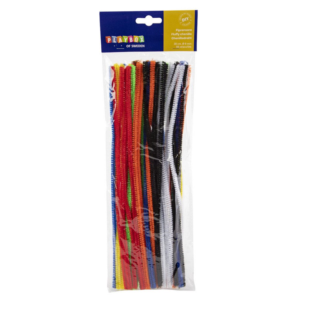Playbox Kreativset Chenilledraht - 30 cm - 50 Stück - grundfarben
