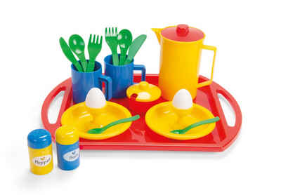 dantoy Spielgeschirr Kinder Spielzeug "Frühstück auf Tablett", (23-tlg), Geschirr Geschirrspielset Tafelservice Spielbesteck