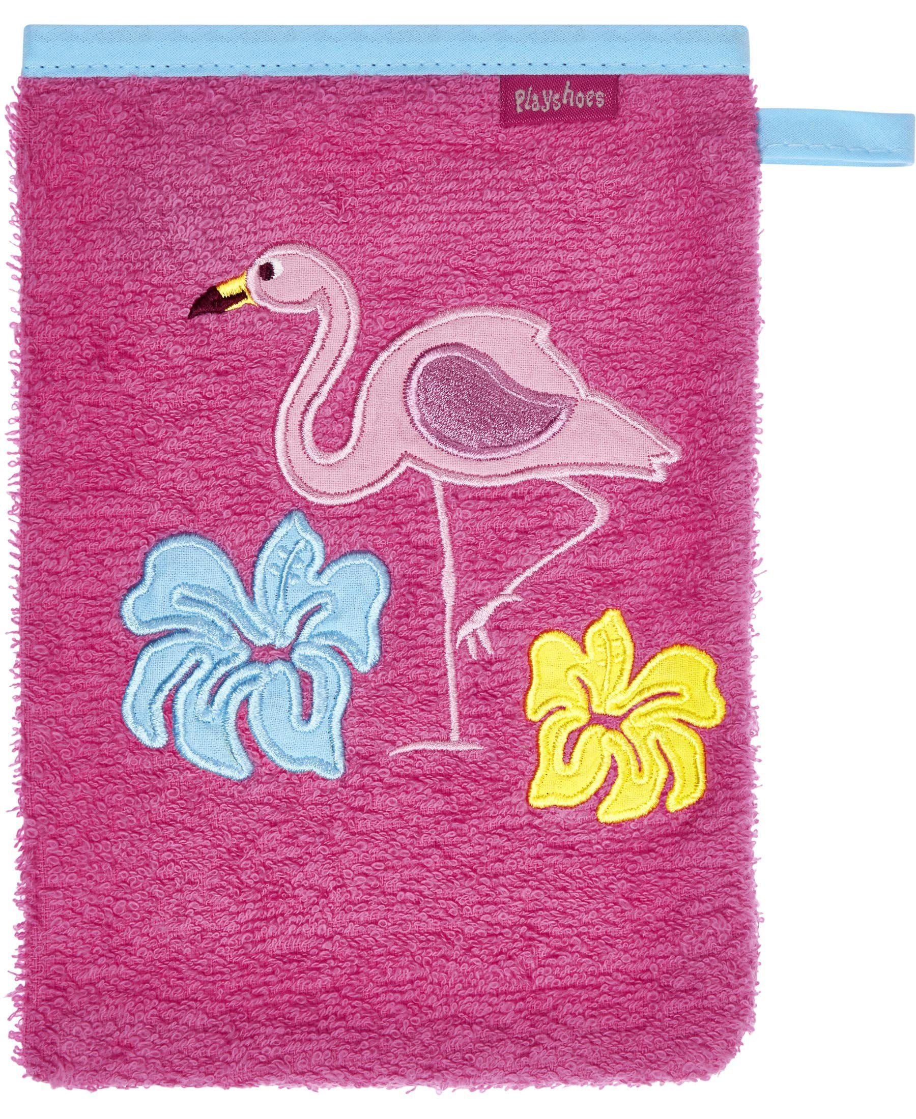Playshoes Waschhandschuh Frottee-Waschhandschuh Flamingo