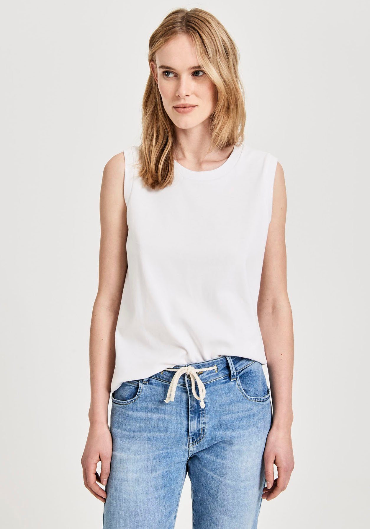 mit OPUS Ilayda Tanktop Rippbündchen white weichem