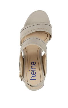 heine HEINE Damen Sandalette mit Stickerei, beige Sandalette