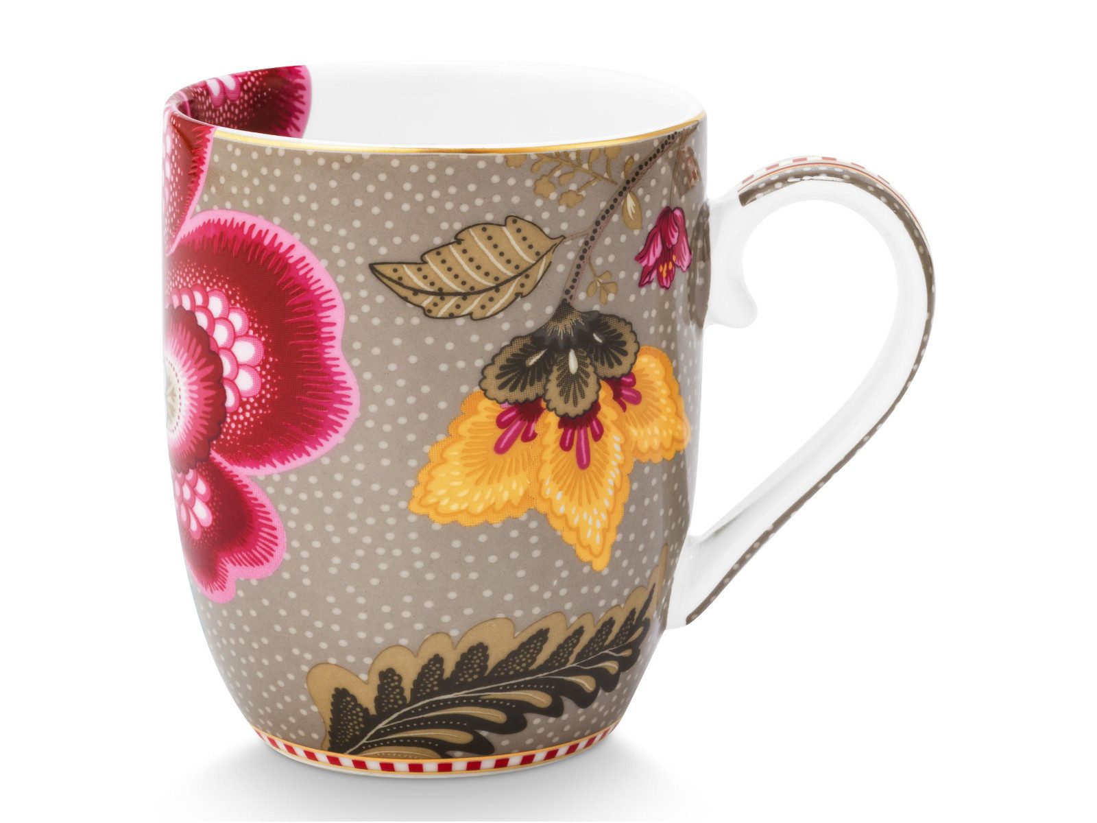PiP Studio Becher Blooming Tales Fantasy Khaki Henkelbecher Small 0,2l, Porzellan