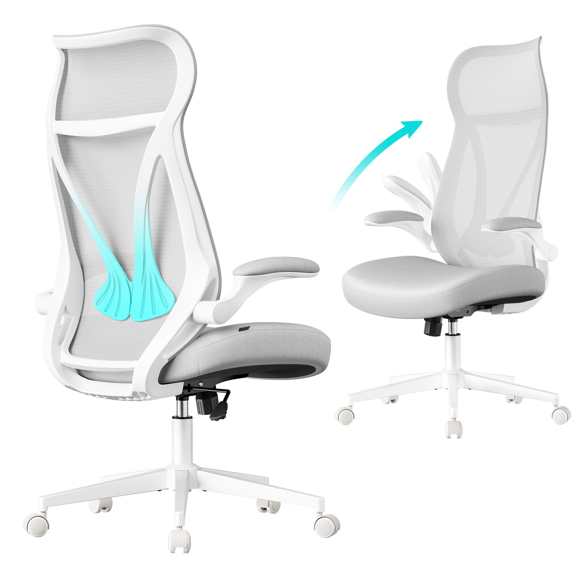 SONGMICS Bürostuhl, Schreibtischstuhl, ergonomische Rückenlehne, hochklappb günstig online kaufen