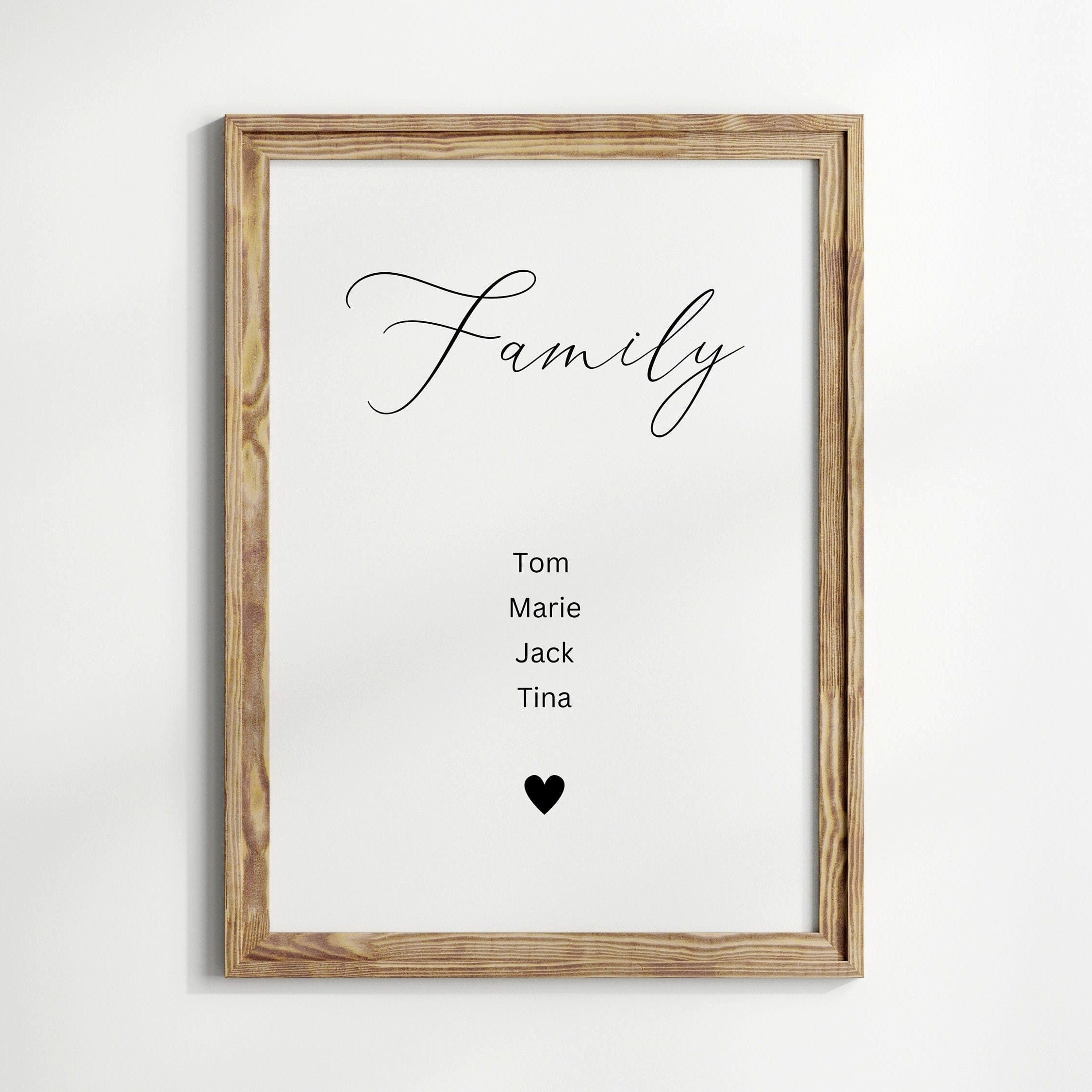 JUSTGOODMOOD Poster Familie Personalisiert Namen Familiengeschenk Wohnzimmer Schlafzimmer, (1 St)