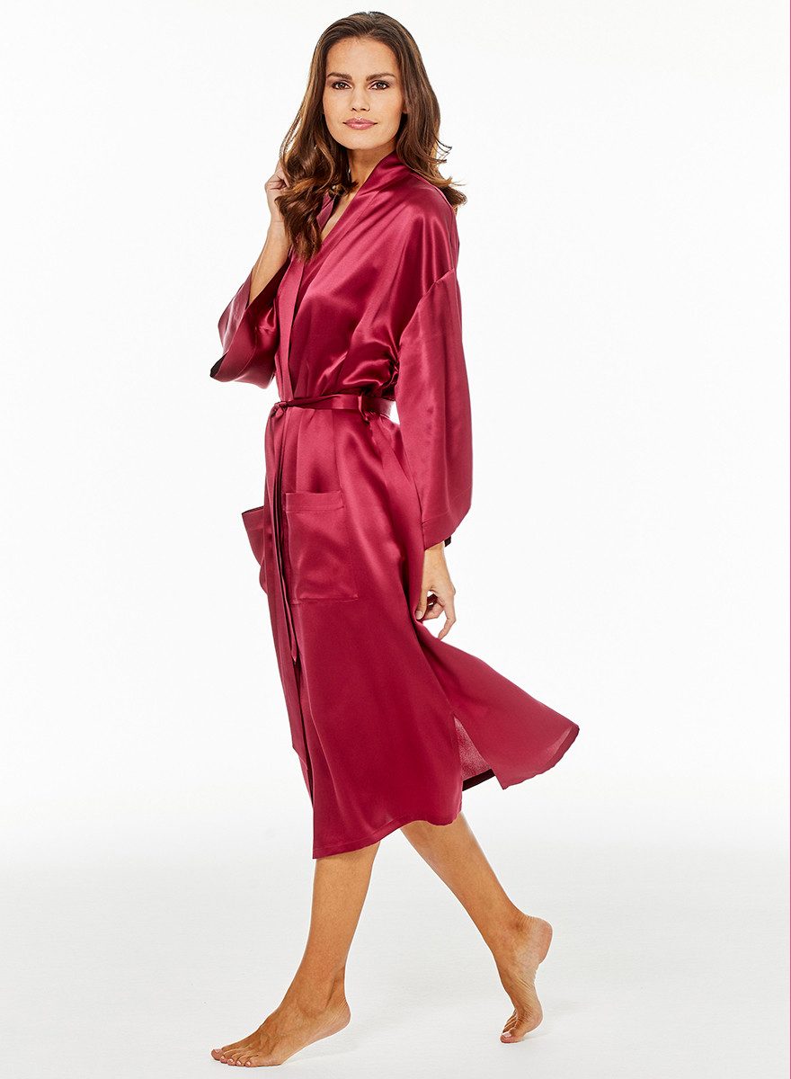 Jadee Kimono Night Glow aus reiner Seide, Seide, Kimono-Kragen, Bindegürtel günstig online kaufen