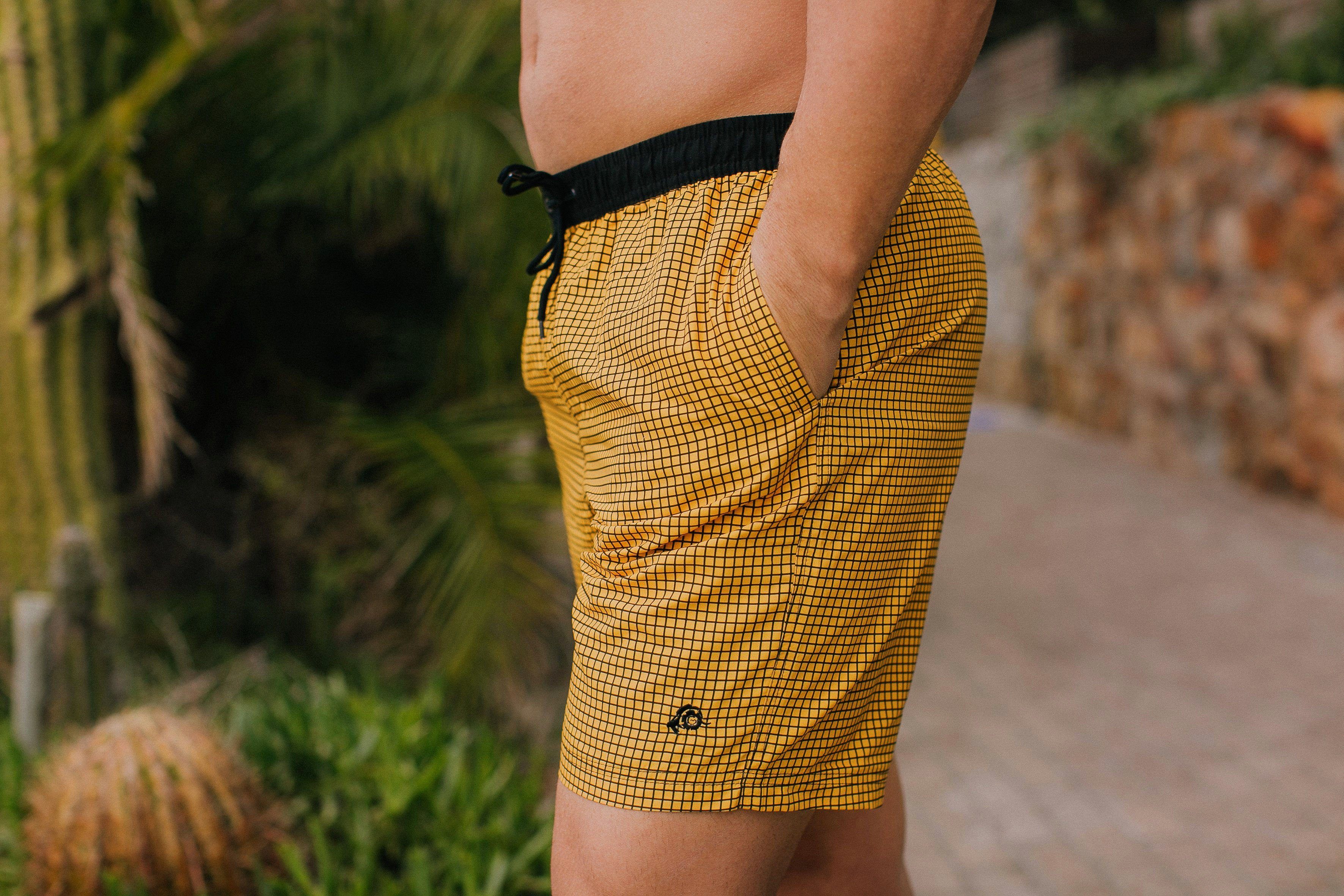 GUGGEN Mountain Badeshorts Badehose Herren Badeshorts Schnelltrocknende kariert Kordelzug Herren Badeshorts Männer mit Kordelzug kariert Badehose Innennetz – Bild 5 von 5