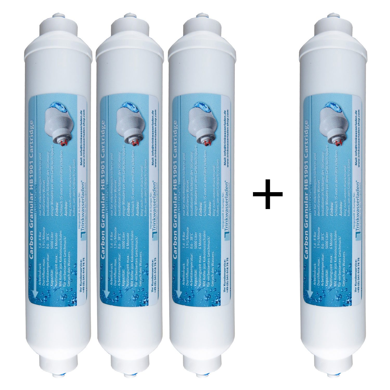 Trinkwasserladen Filter-Set, 3+1 Kühlschrankfilter HB1901 Side-by-Side extern