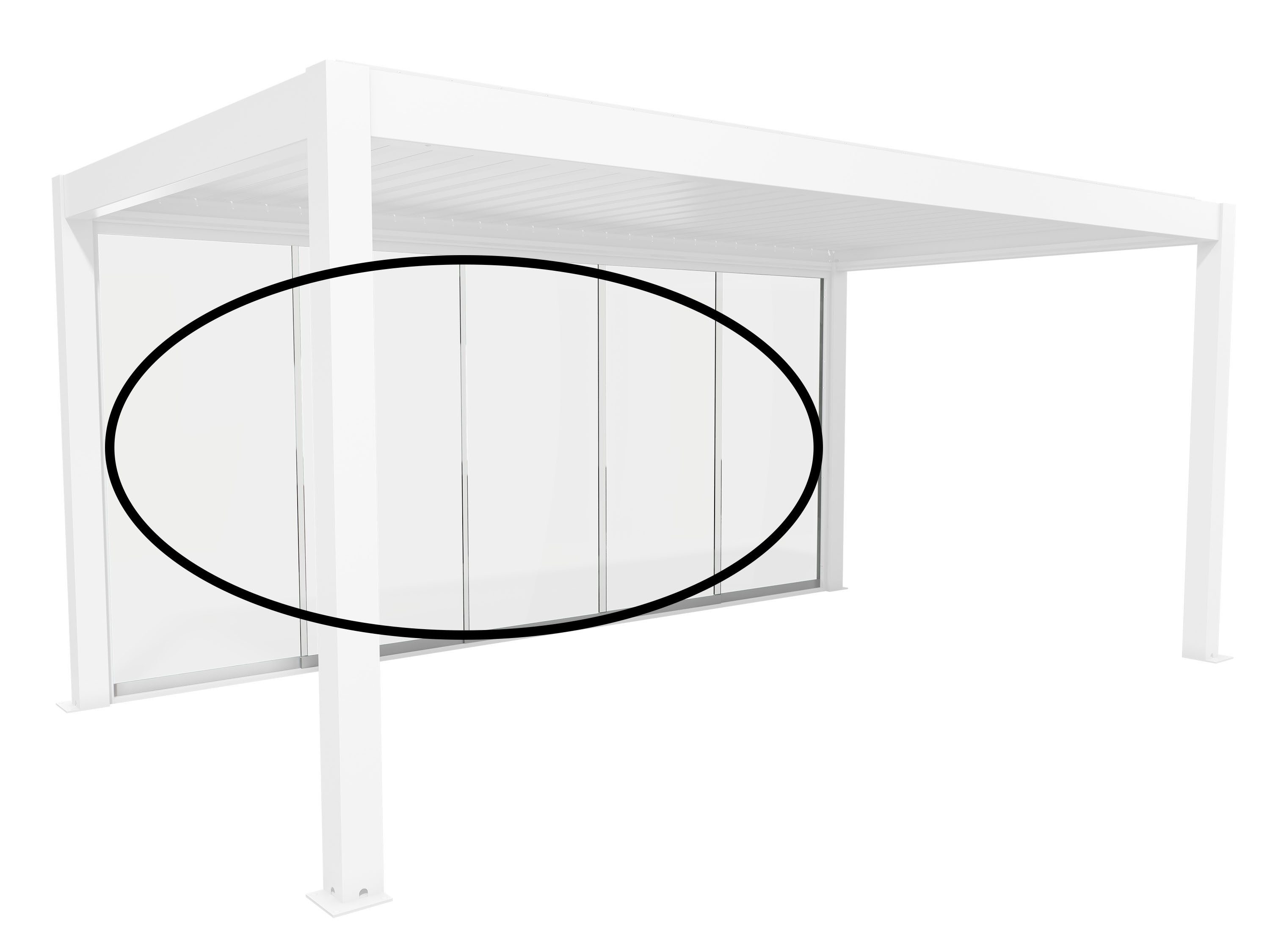 Biohort Glasschiebetür Klarglas Gr. 5,5 m für Pergola, verschiedene Farben, 512,5x 234,9 cm, Glaselemente aus 10 mm ESG