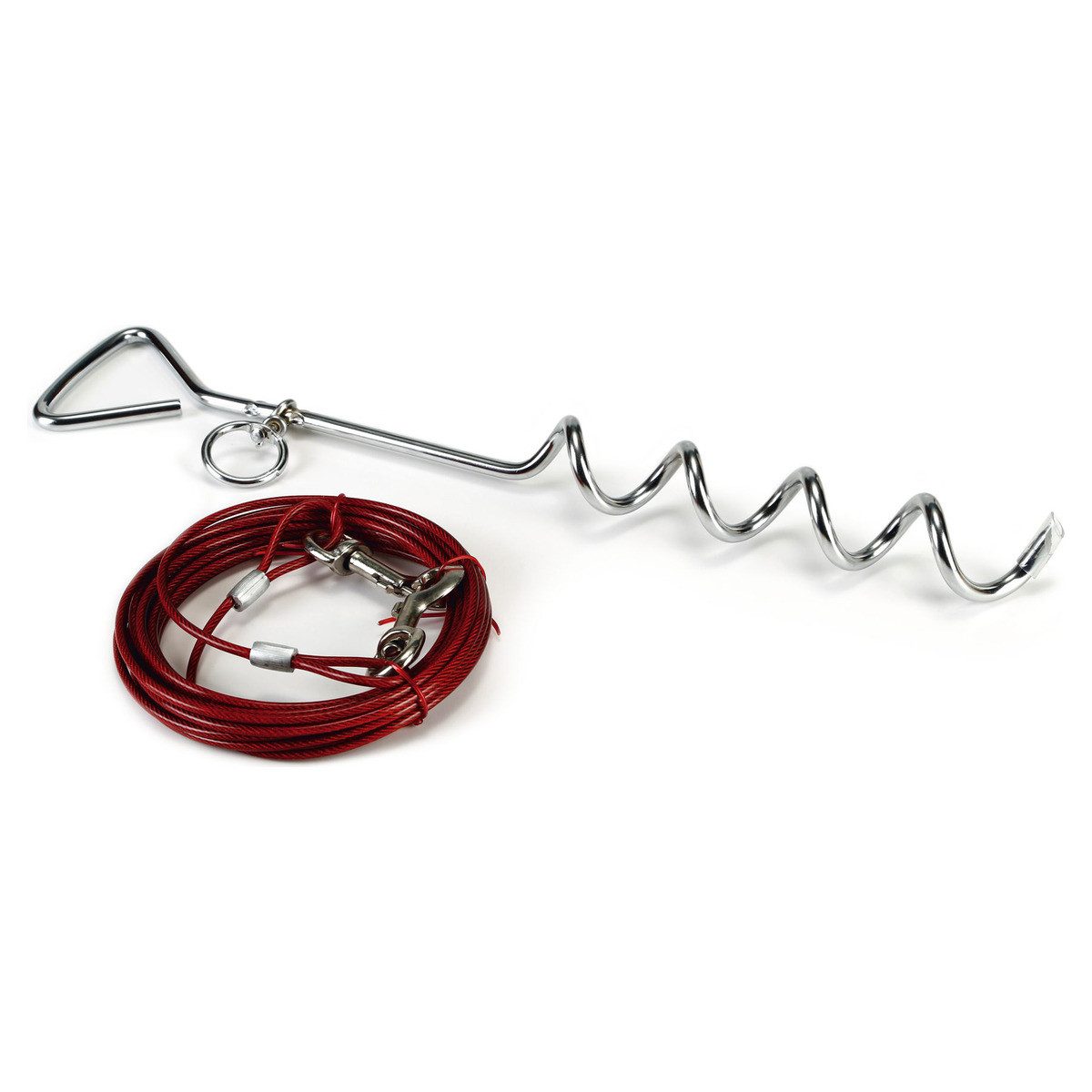 Beeztees Hofleine Campingset Anlegespirale + Leine rot