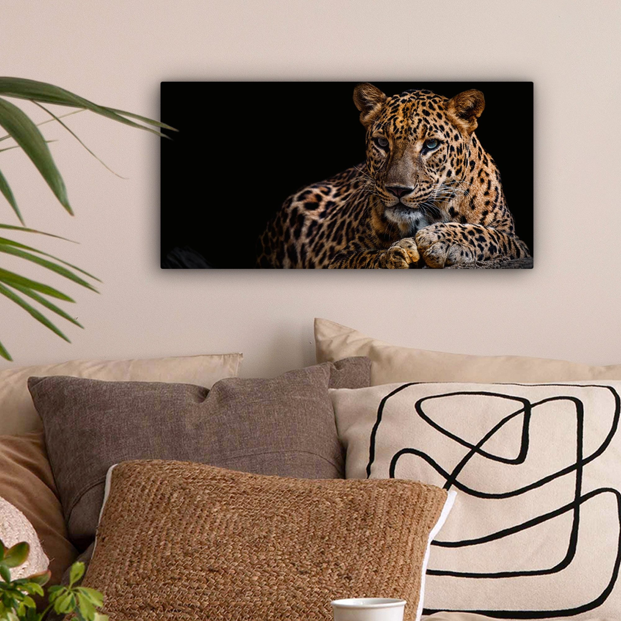 OneMillionCanvasses® Leinwandbild Panorama Wildtiere - Panther - Porträt - günstig online kaufen