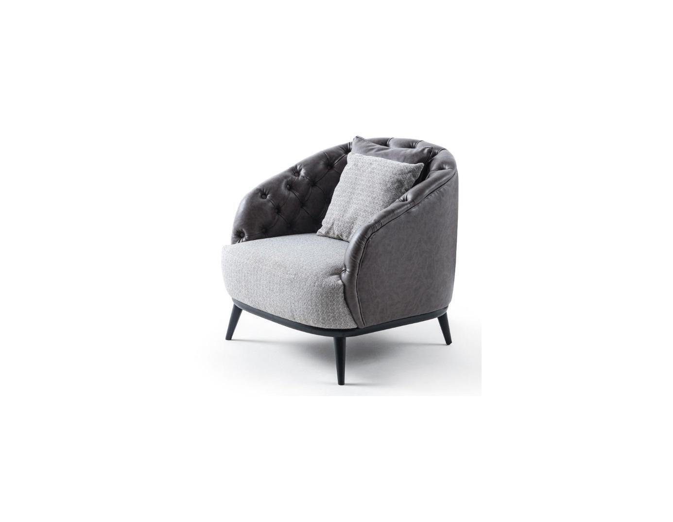 Einsitzer Sessel), Made Chesterfield Europa Grau Design Sessel Stoffsessel in 1 Design (1-St., Sessel JVmoebel Sitzer
