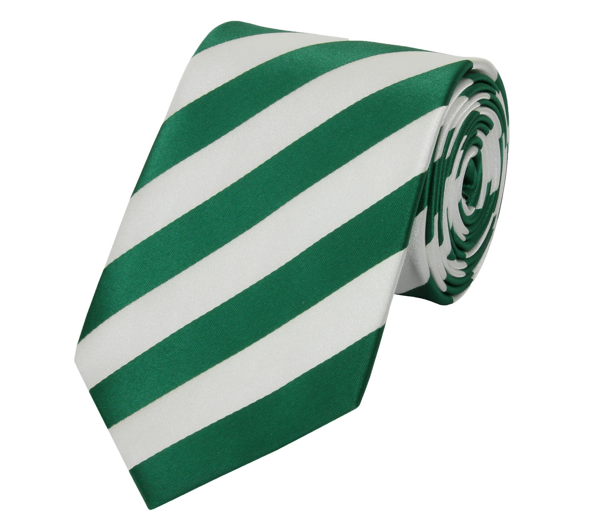 Krawatten Schlips in - mit Gestreift) Farbton Krawatte Box, (8cm), Grüne Farini 8cm Grün/Weiß Fabio Breit Herren (ohne Grün