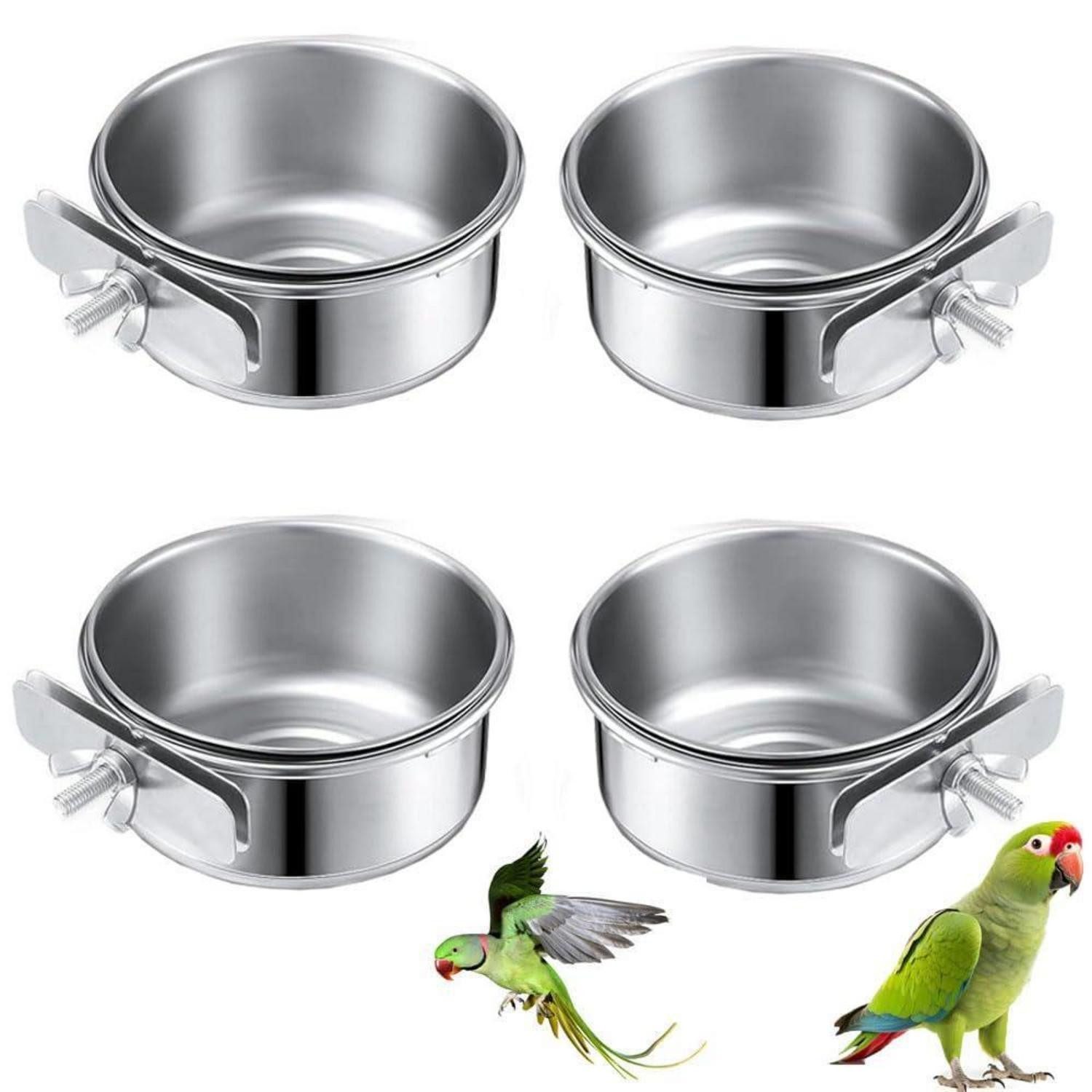 LuxusKollektion Futternapf Edelstahl Vogelnapf Set 4 Stk. 10x4.5cm