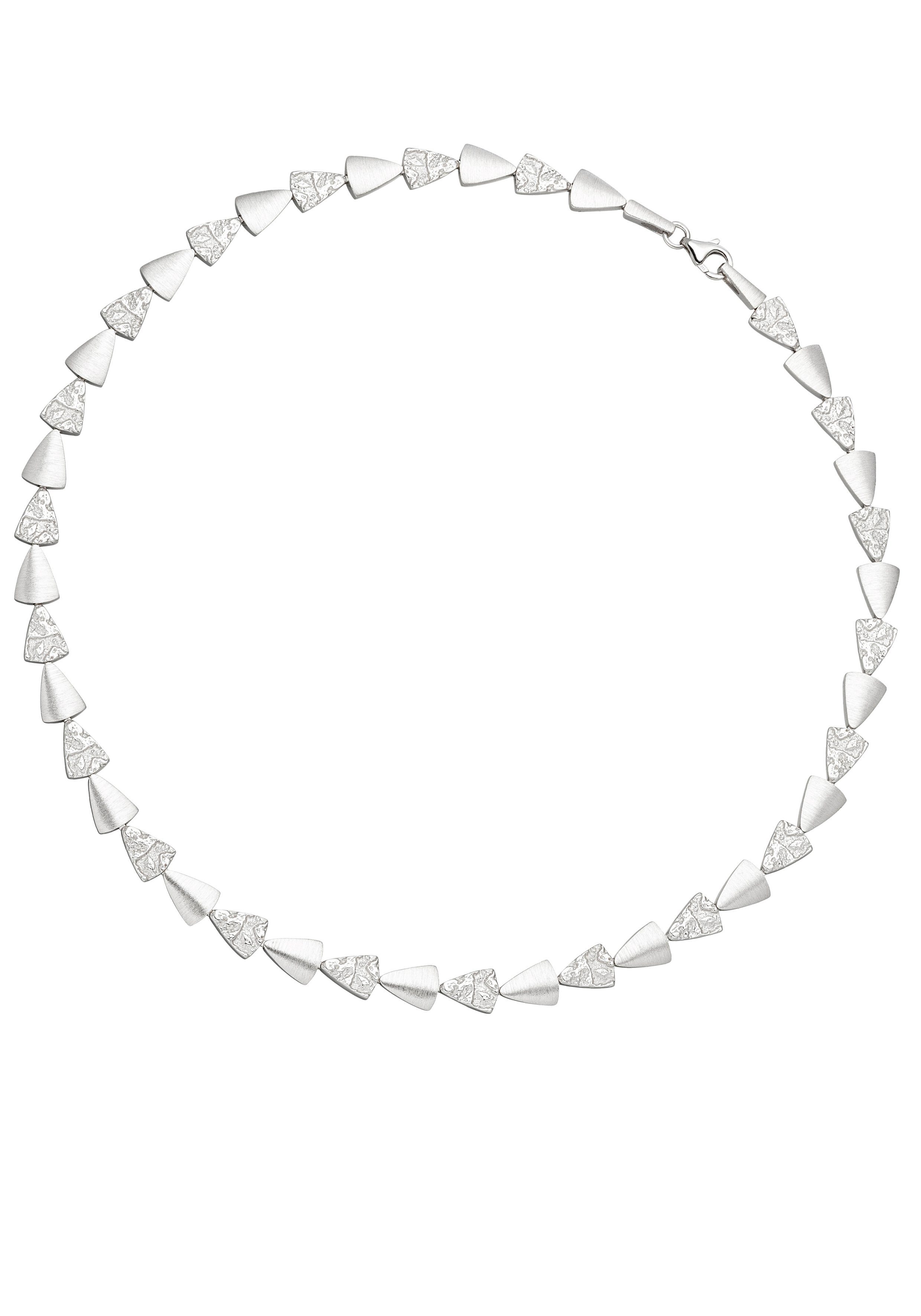 JOBO Kette ohne Anhänger Halskette mit Dreiecken, 925 Silber gehämmert 45 cm