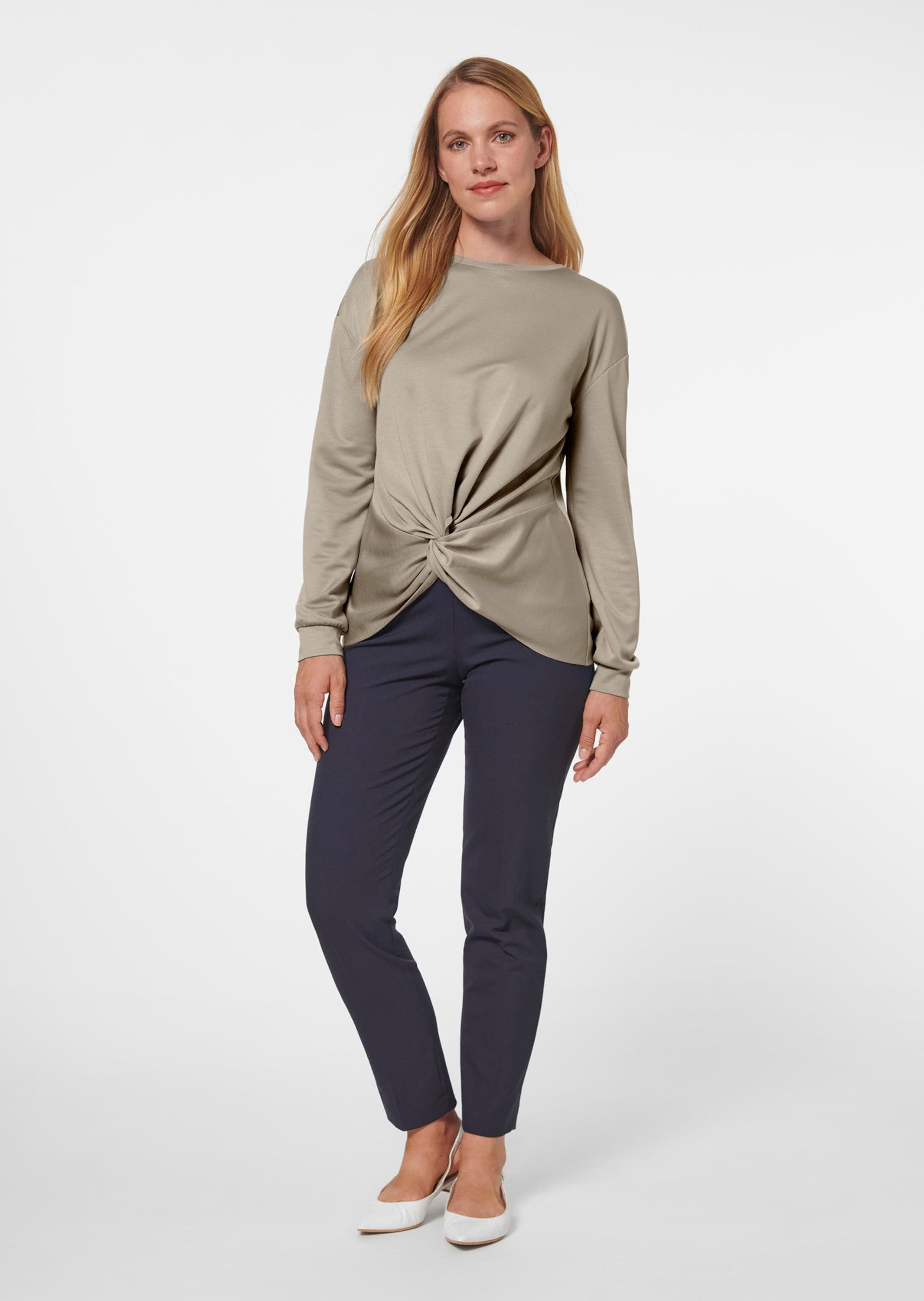 Langarmshirt Sweatshirt mit Knoten-Drapierung