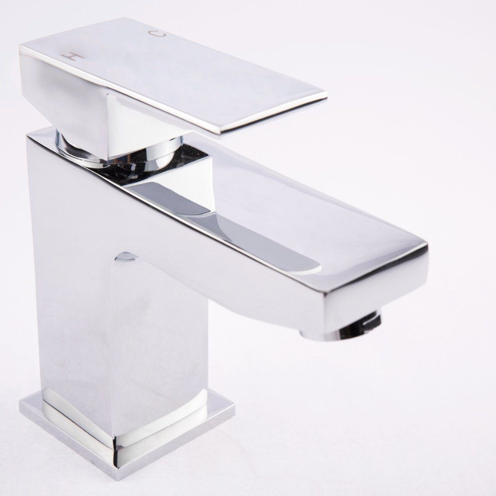 HOME DELUXE Waschtischarmatur AQUATIC - 13,5 x 4,2 x 13,2 cm Waschbeckenarmatur in Chrome, Wasserhahn, Badarmatur