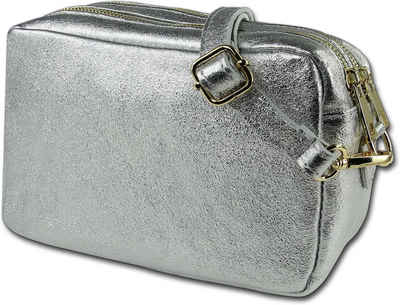 Toscanto Umhängetasche Toscanto Umhängetasche Freizeit (Umhängetasche, Umhängetasche), Damen Tasche Echtes Leder silber, Made-In Italy