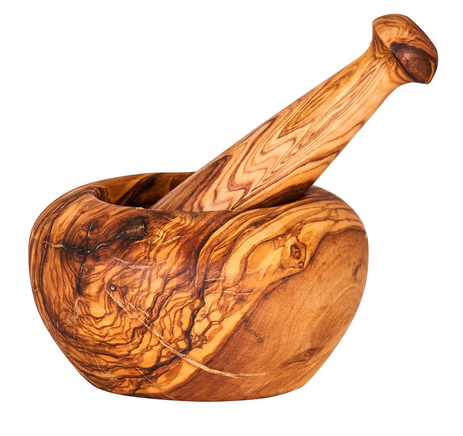 Levandeo® Mörser, Mörser H6cm Olivenholz Holzmörser Stößel Holz Gewürzmühle
