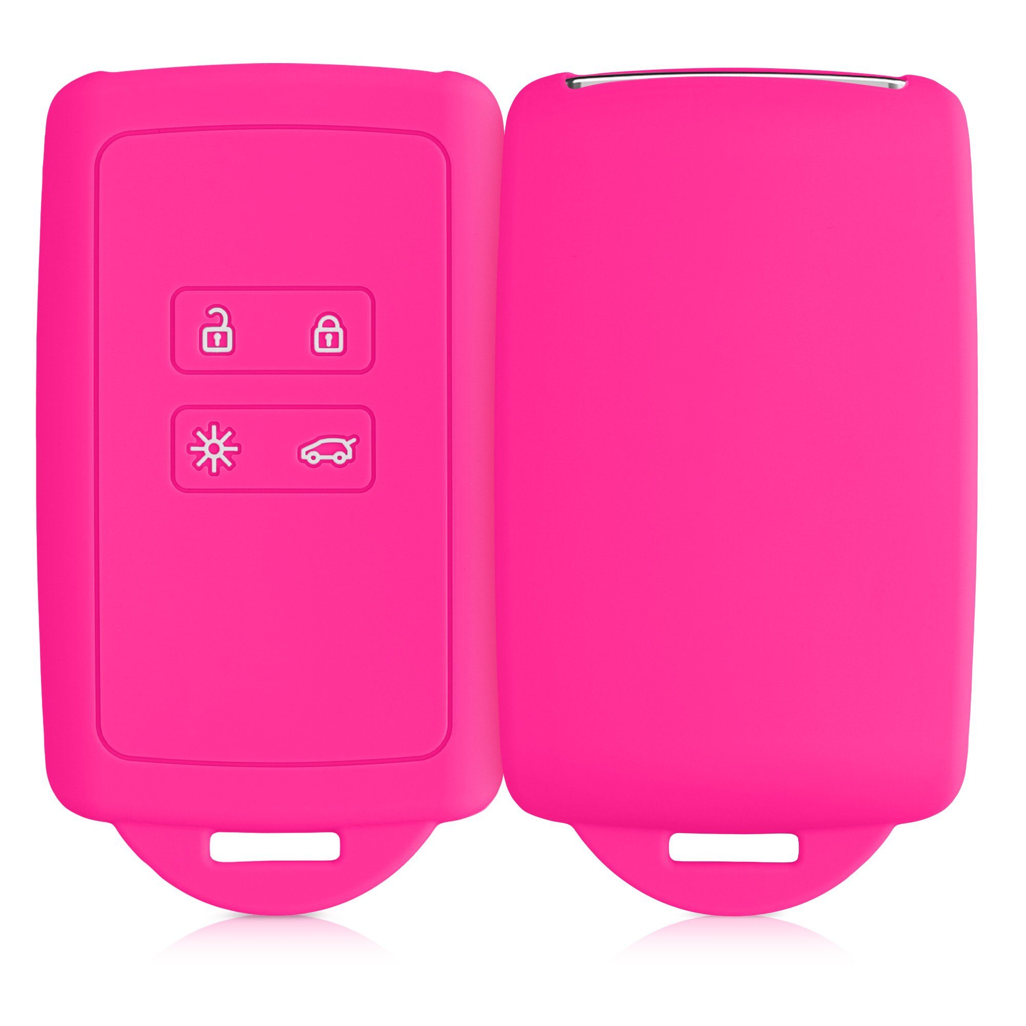 für Schlüsselhülle Schutzhülle Hülle Pink Autoschlüssel Schlüsseltasche kwmobile Neon Silikon Renault,