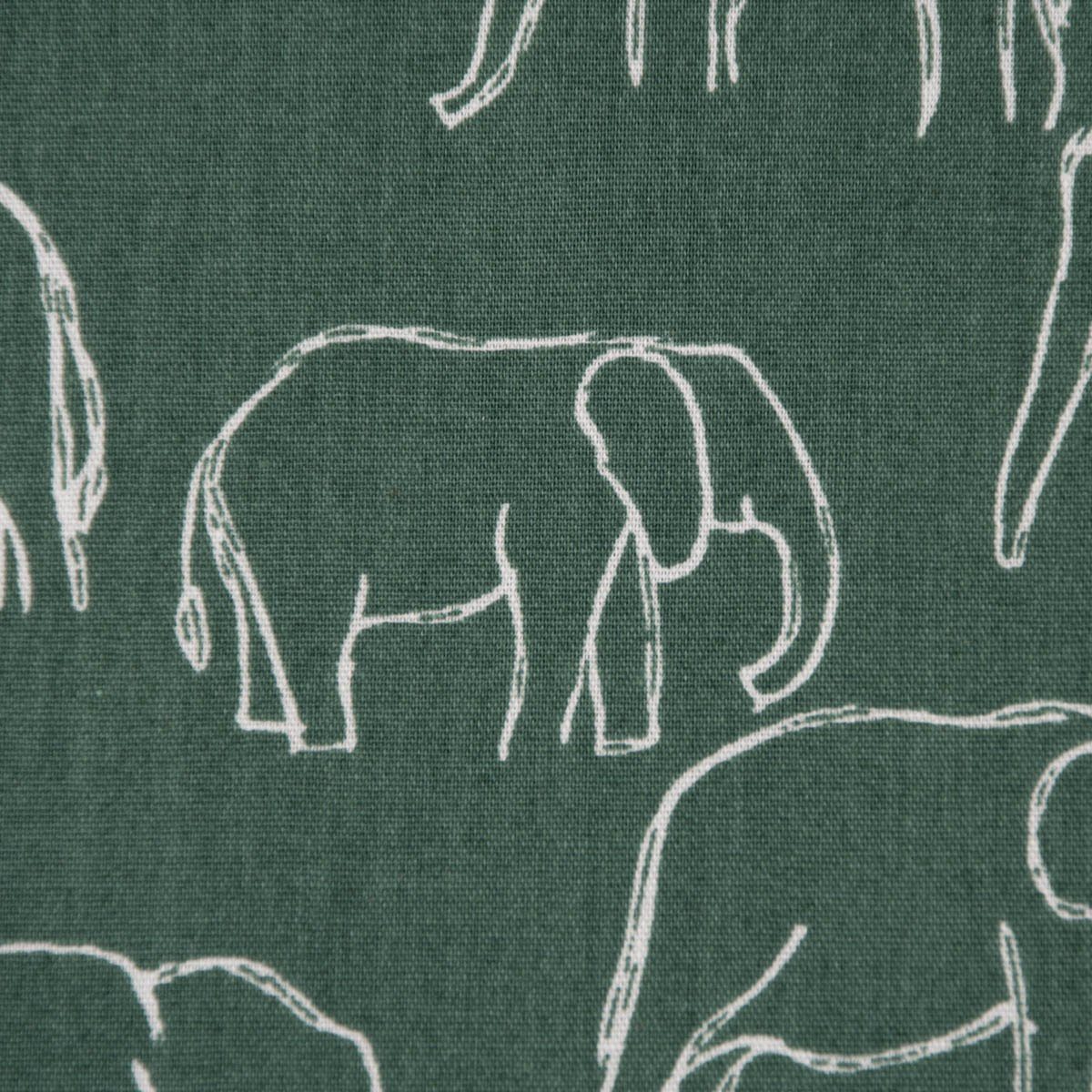 SCHÖNER LEBEN. Stoff Baumwollstoff Meterware Popeline Elefant abstrakt dunkelgrün weiß, allergikergeeignet