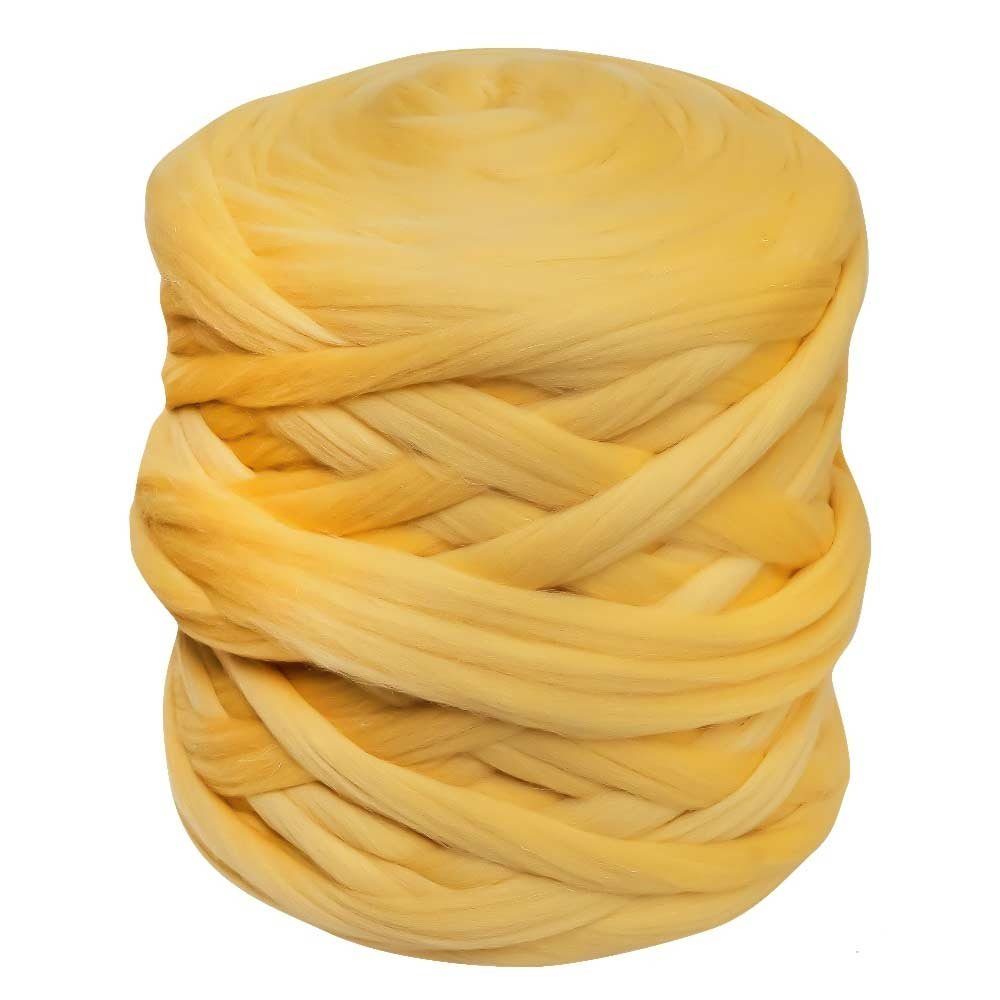 maDDma 1m Filzwolle Märchenwolle Meterware Bastelgarn, 002 safrangelb