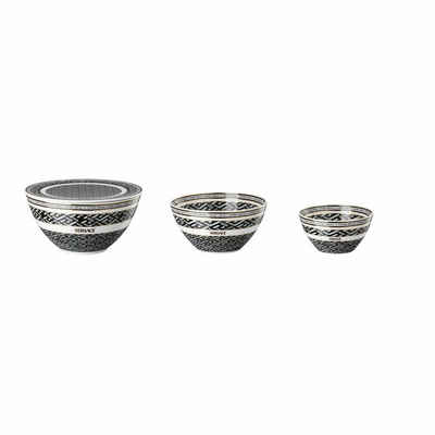 Rosenthal meets Versace Schale Bowl-Set 4-tlg. La Greca Signature Black, Porzellan, (3-tlg)