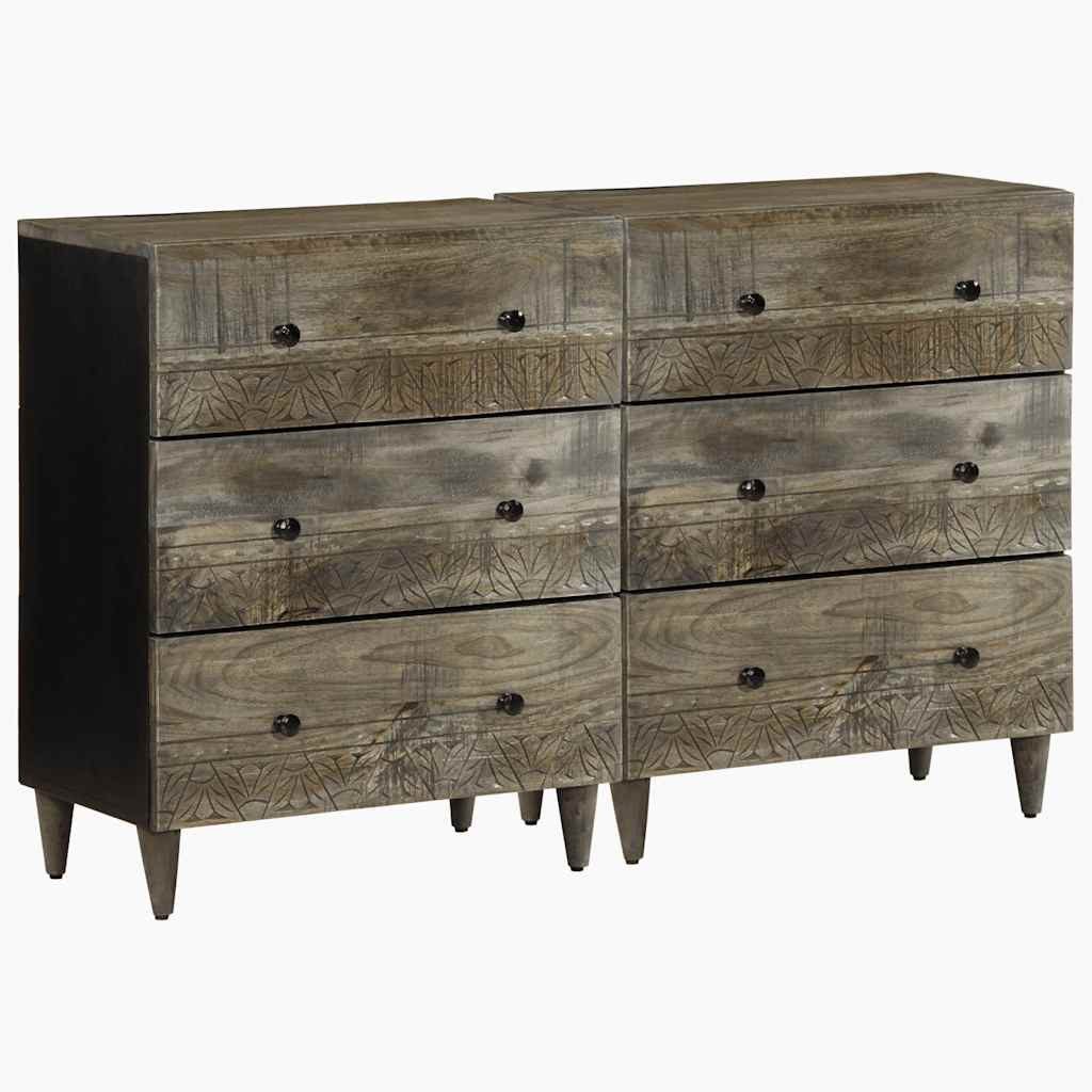 vidaXL Schranksystem Sideboards 2 Stk. Hellgrau 60x33,5x75 cm Massivholz