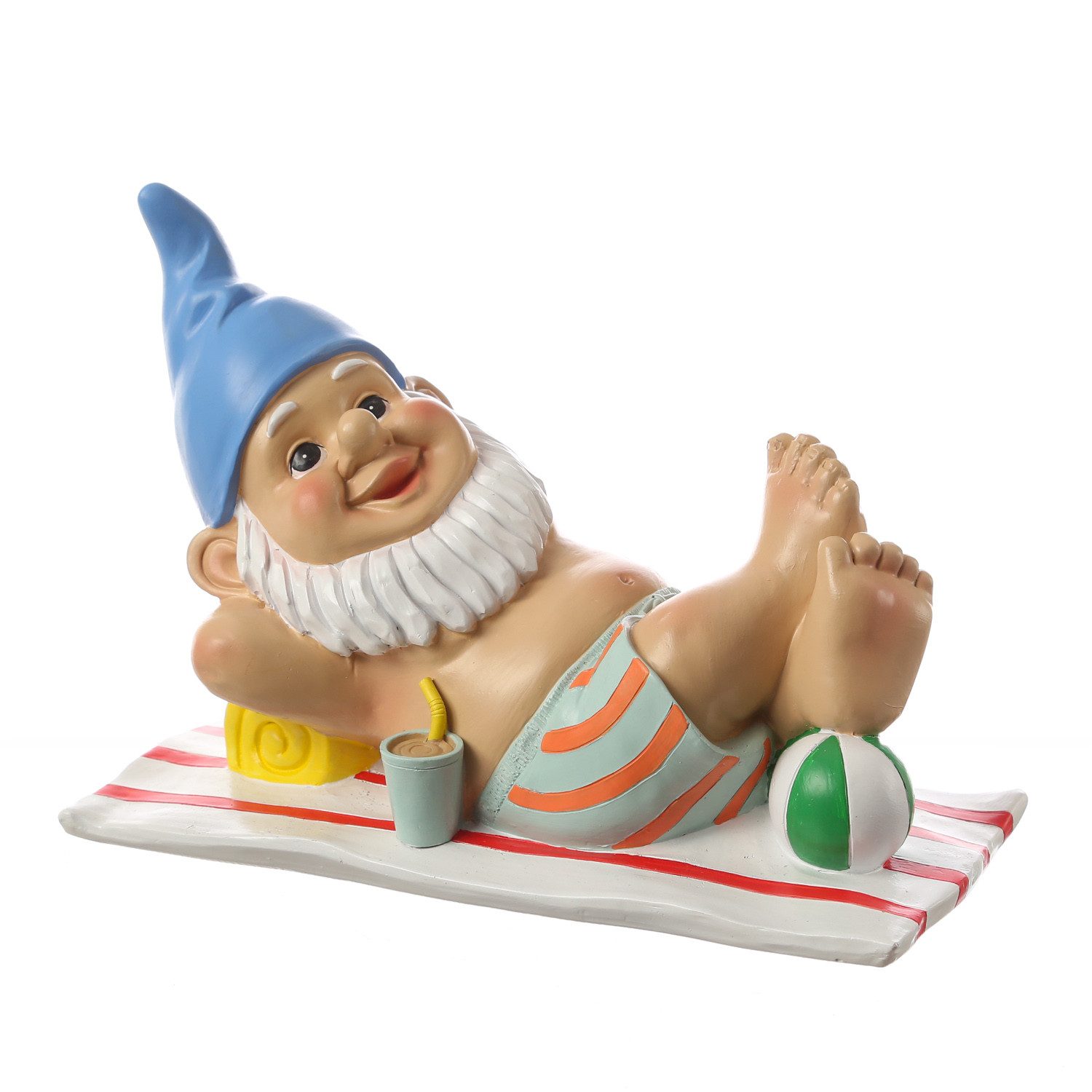 MARELIDA Gartenzwerg BERT liegend Urlauber Gartenfigur Gnom Dekofigur H: 17,5cm Deko, (1 St)