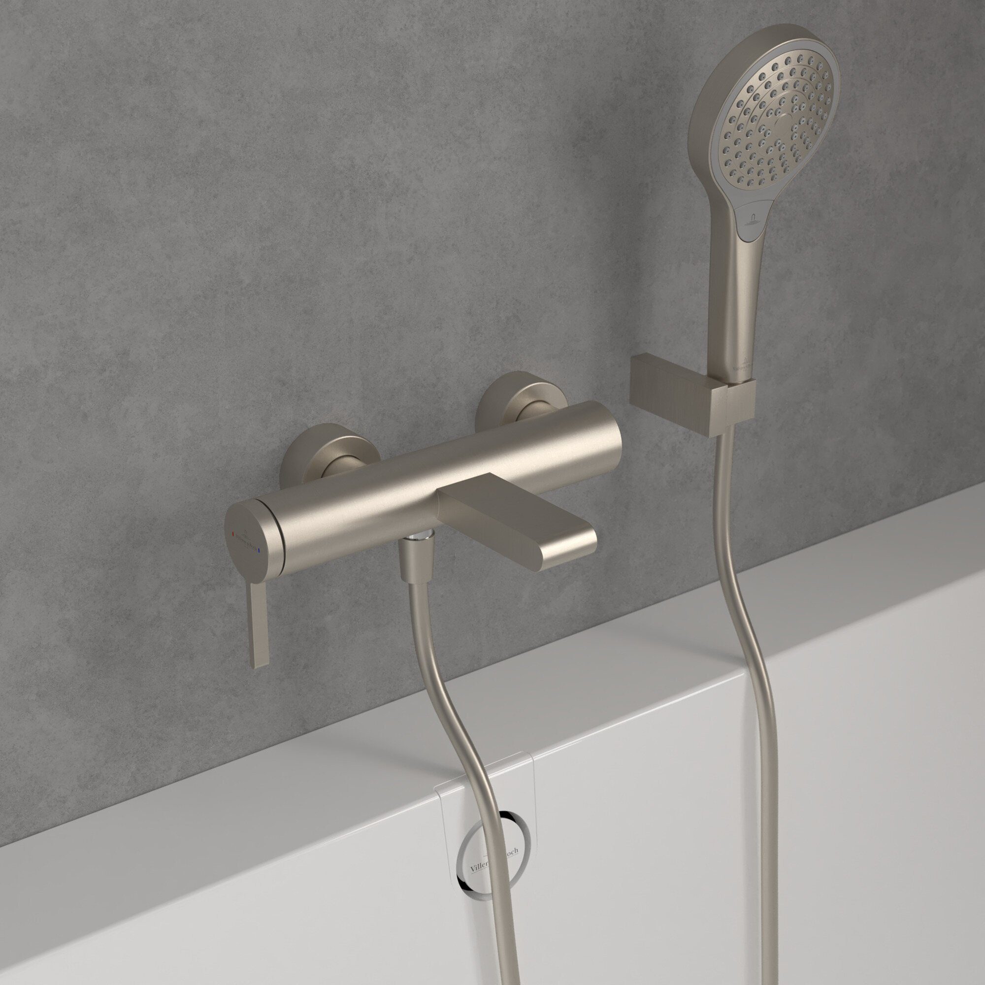 Villeroy & Boch Wannenarmatur Dawn Badewannenarmatur, gerader Auslauf, mit Umsteller, Wandmontage