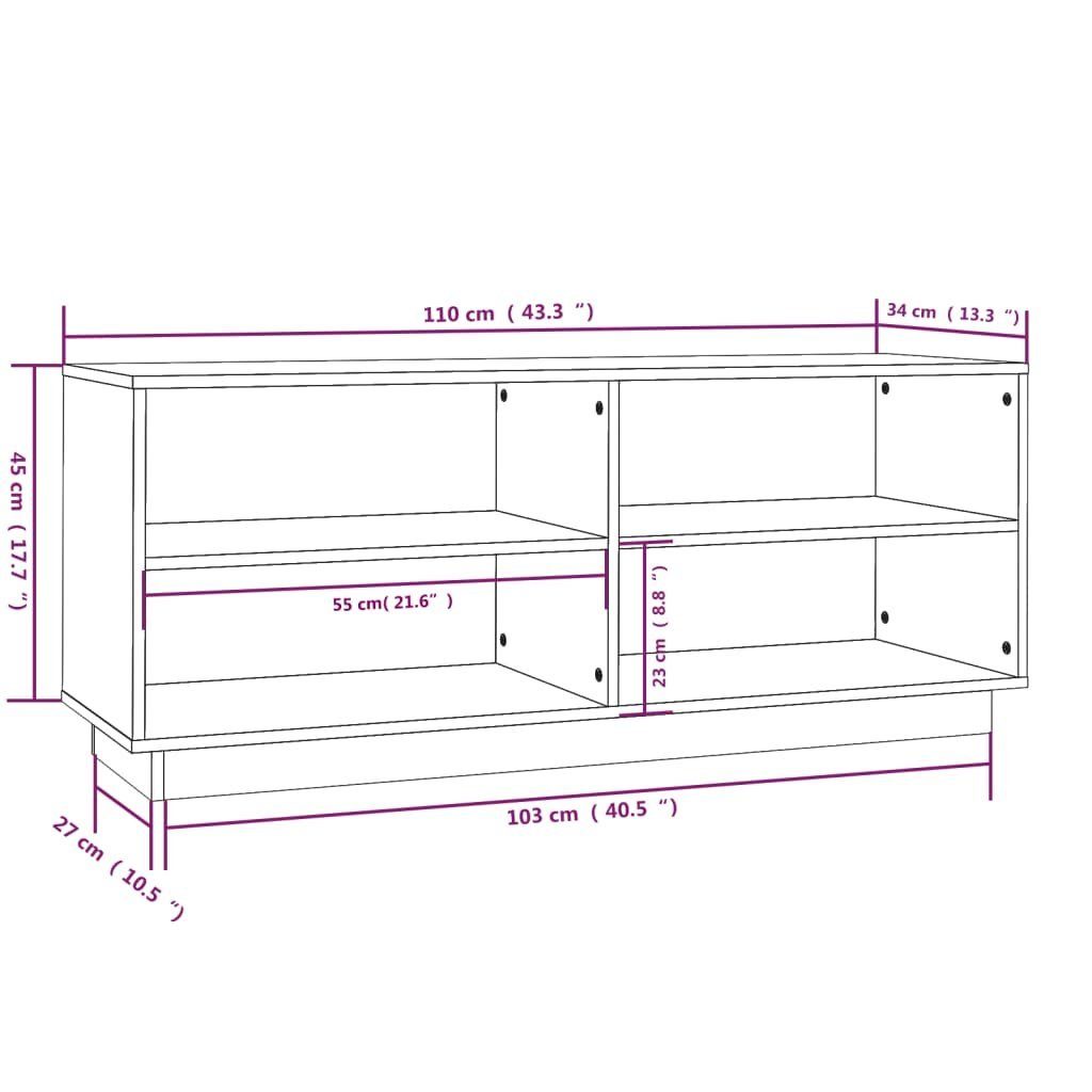 furnicato Schuhschrank Schuhregal Grau Massivholz 110x34x45 Kiefer cm