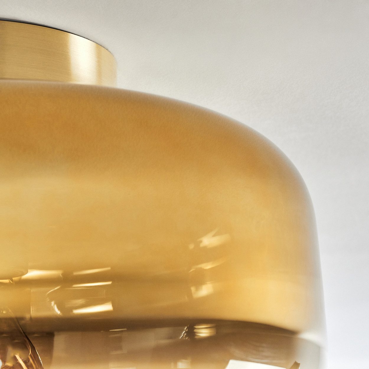 hofstein Deckenleuchte Deckenlampe aus Metall/Glas in Messingfarben/Goldfarben/Klar, ohne Leuchtmittel, mit Schirm aus Glas (28 cm), 1 x E27, ohne Leuchtmittel