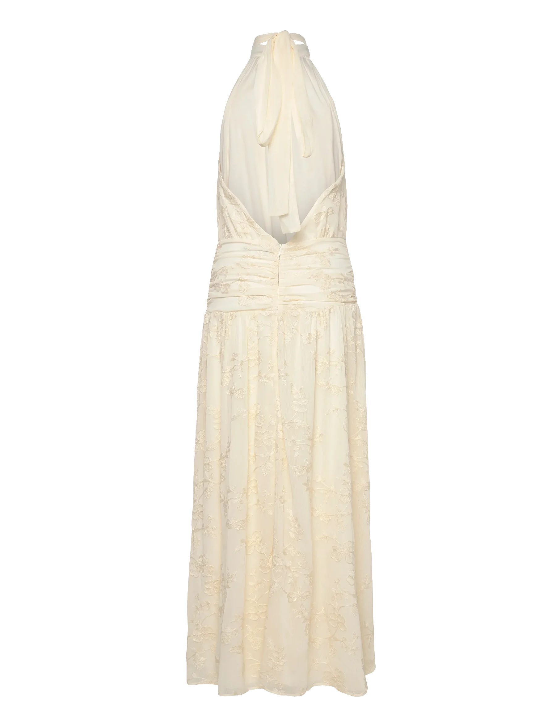 Gina Tricot Sommerkleid - Damen Kleid - Neckholder-Maxikleid - besticktes Kleid Damen creme