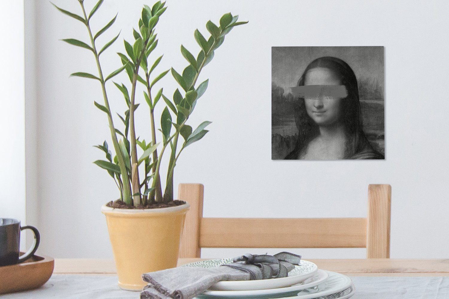 für da - St), Schwarz Vinci Mona Leonardo Weiß, Leinwand Wohnzimmer bunt Lisa OneMillionCanvasses® - - Gemälde Schlafzimmer Bilder (1