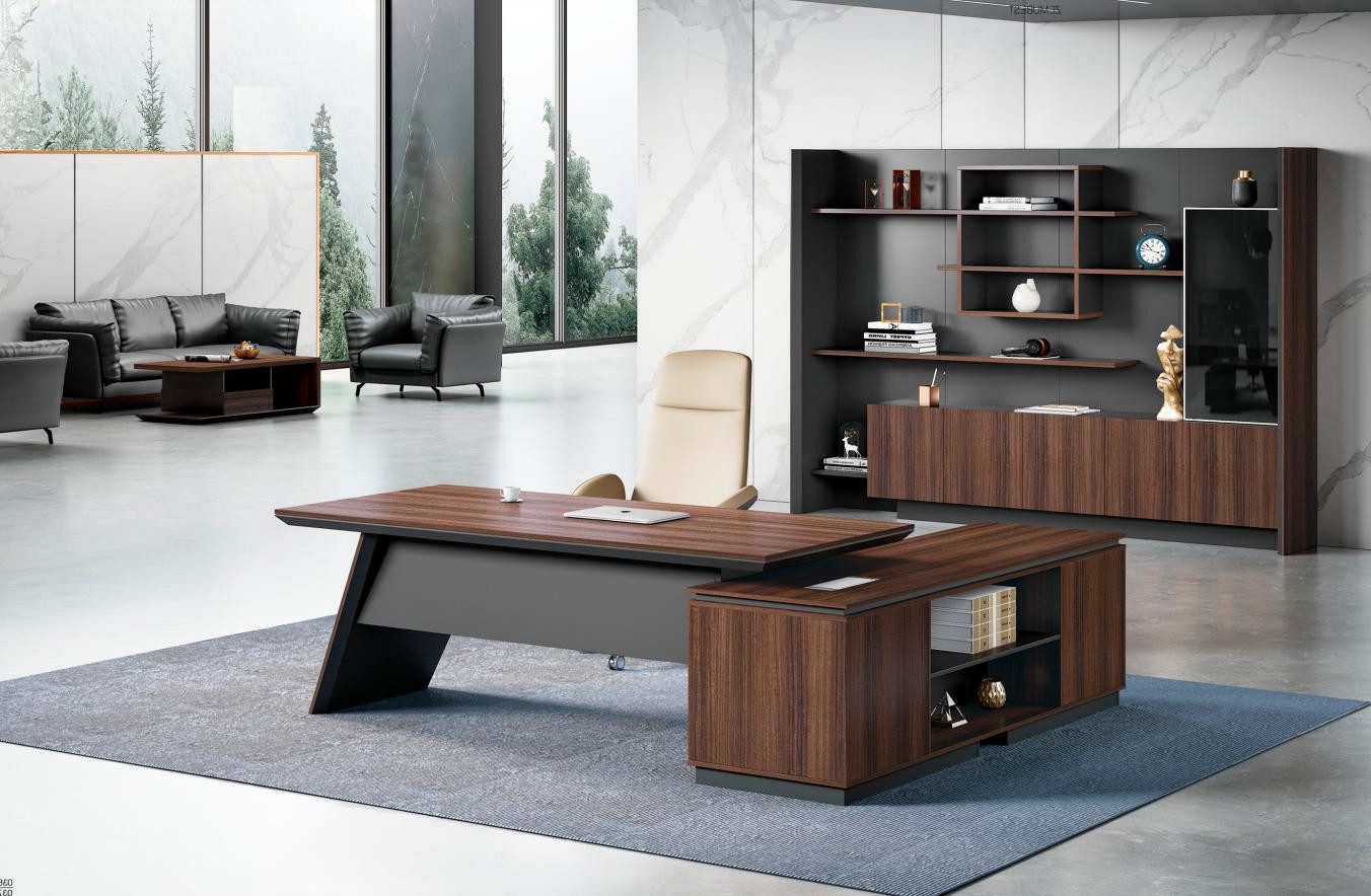 Xlmoebel Büromöbel-Set Hochwertiger Büromöbel Designer Schrank Stabiler Eck-Schreibtisch Set, (2-tlg., Arbeitstisch + Schrank), Hergestellt in Europa