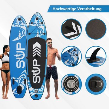 24Move SUP-Board Supboard Set, Premium Stand Up Paddleboard aufblasbar, inkl. Zubehör, Longboard, (Rucksack, Paddel, Action Cam ready, Doppelhub Pumpe, Sicherungsleine, 6 tlg., für Kinder & Erwachsene, BLAU, 366x80, bis 200 kg), mit Drop Stich Technologie und Anti-Rutsch Oberfläche